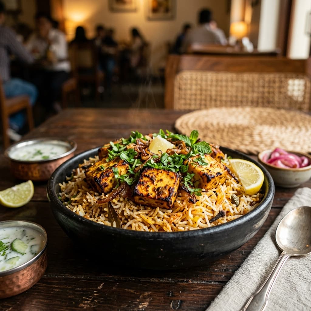 Paneer Tikka Dum Biryani