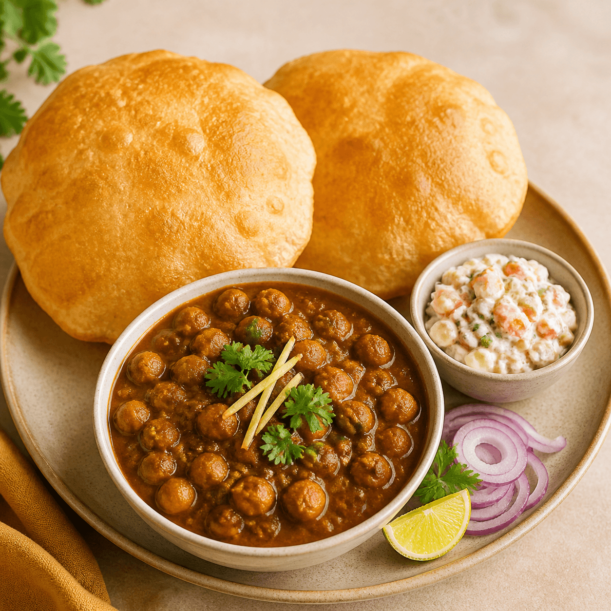Chole Bhature with Russian Salad